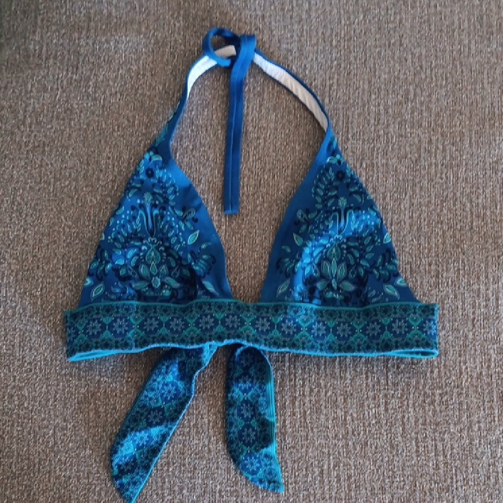 Victoria Seceret Blue Floral Halter Bikini Top